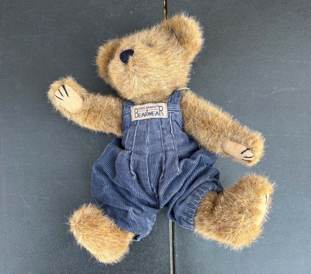 Boyds Bears with Blue Corduroy Bearwear Overalls